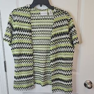 Alfred Dunner Green and Black Knit Top